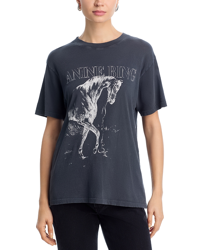 Anine Bing Lili Horse Tee In Black