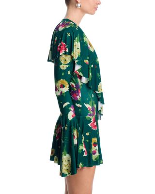 Deep V Ruffle Mini Dress