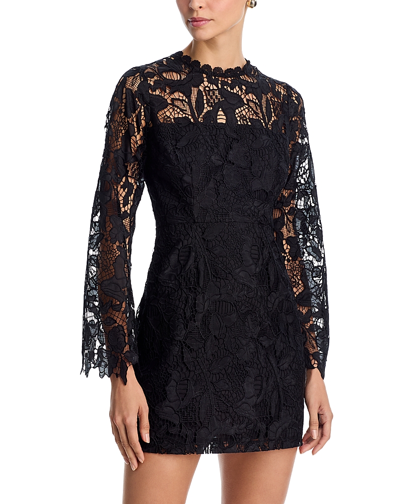 Aqua Ido Long Sleeve Lace Mini Dress - Exclusive