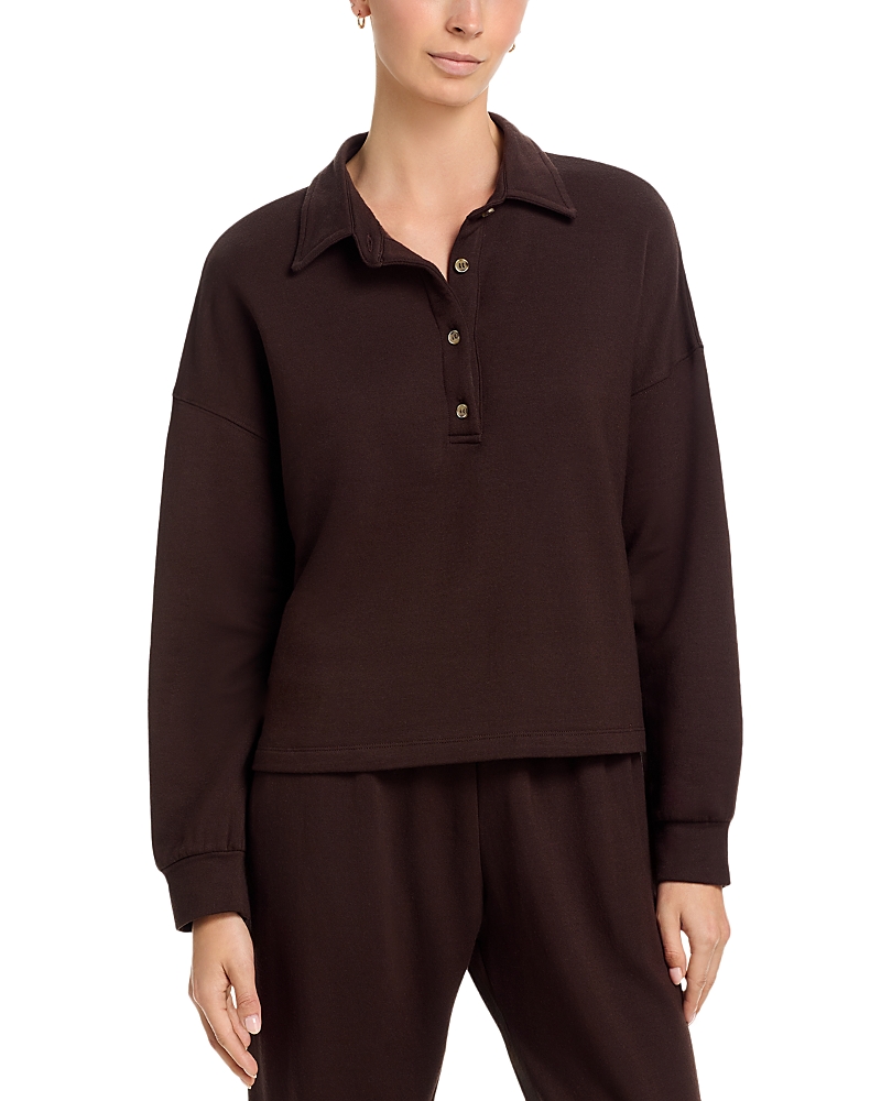 Velvet By Graham & Spencer Marian Polo Sweatshirt In Brown