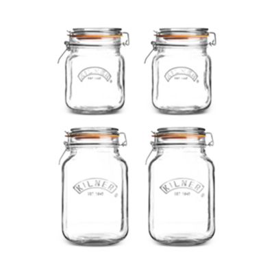 Square Clip Top Jars, Set of 4