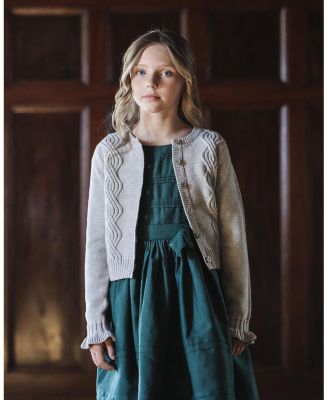 Girls&#39; Organic Cropped Ruffle Cuff Cable Sweater Cardigan - Little Kid, Big Kid