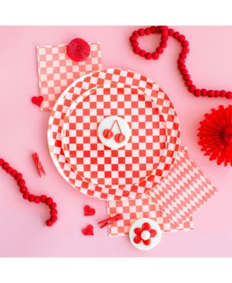  Checkered Paper Dinner Plates, Set of 8