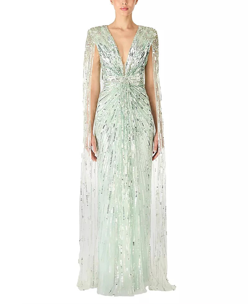 Jenny Packham Gold Rush Sequin-Embellished Gown