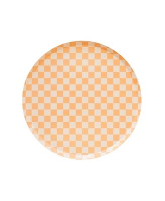 Jollity & Co Checkered Paper Dessert Plates, Set Of 8 In Orange
