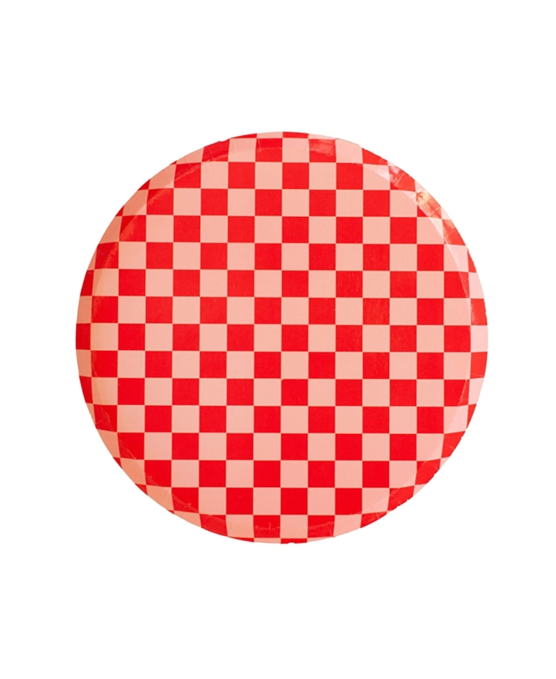 Jollity & Co Checkered Paper Dessert Plates, Set Of 8 In Red