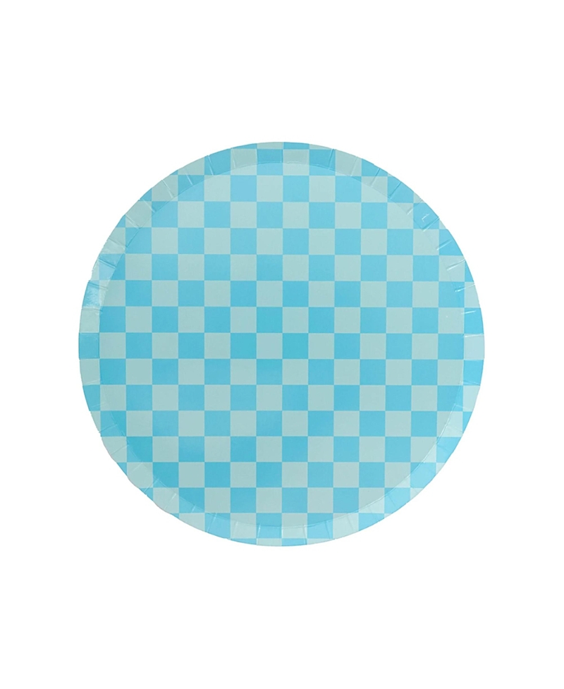 Jollity & Co Checkered Dessert Plates In Blue