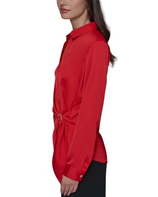 Ring Tie Front Blouse