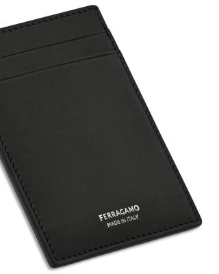 Calfskin Leather Money Clip Card Holder