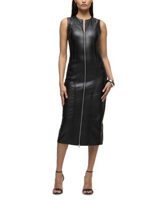 Faux Leather Sleeveless Dress