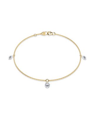 Floating 3 Station Bracelet in 14K Gold, 0.75ctw Round Brilliant Lab Grown Diamonds, 7"