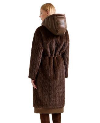  Oriana Faux Fur Jacket with Puffer Hood