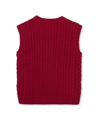 Boys' Organic V-Neck Cable Sweater Vest - Little Kid, Big Kid
