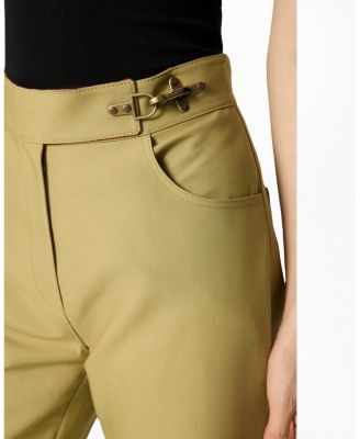  Side-Buckle High-Waist Wide Trousers
