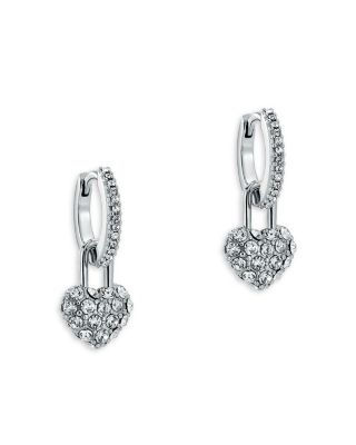 Pari Pav&eacute; Crystal Padlock Huggie Drop Earrings, 0.5"L