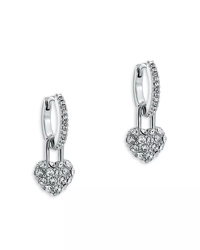 Ted Baker Pari Pave Crystal Padlock Huggie Drop Earrings, 0.5L