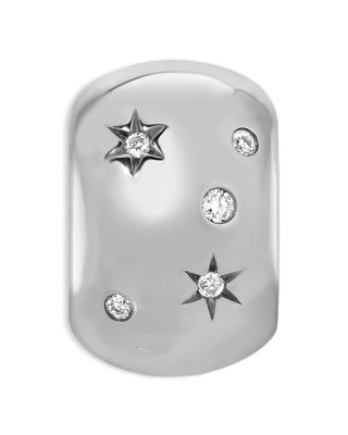 Sterling Silver Diamond Celestial Big Bead Charm Pendant