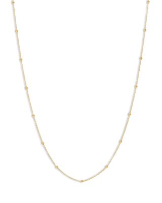 Polished Bead Saturn Link Chain Necklace, 16"