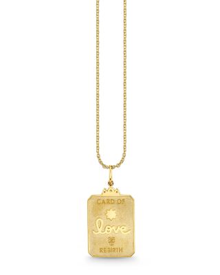 14K Yellow Gold Diamond Butterfly Tarot Card Pendant Necklace, 16"