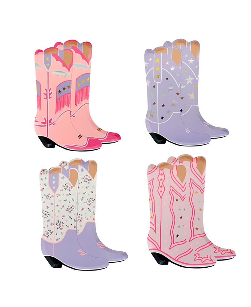 Jollity & Co Pony Tales Cowgirl Boot Large Paper Plates, Set Of 8 In Multi