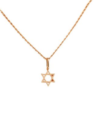 Solid Yellow Gold Star of David Necklace