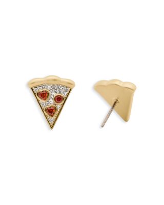 Pizza My Heart Crystal Pizza Slice Stud Earrings 