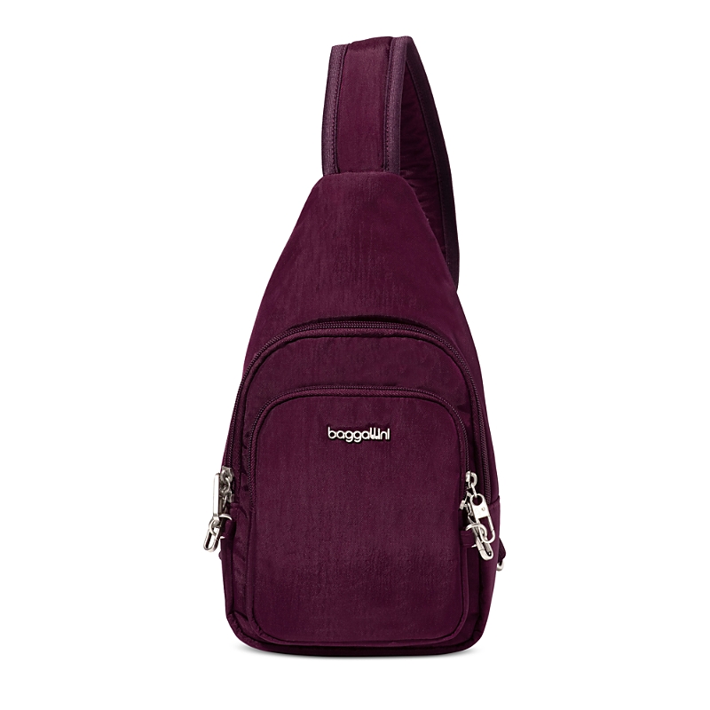Baggallini The Travel Smart Edit Securtex Anti Theft Daytripper Sling Bag In Purple