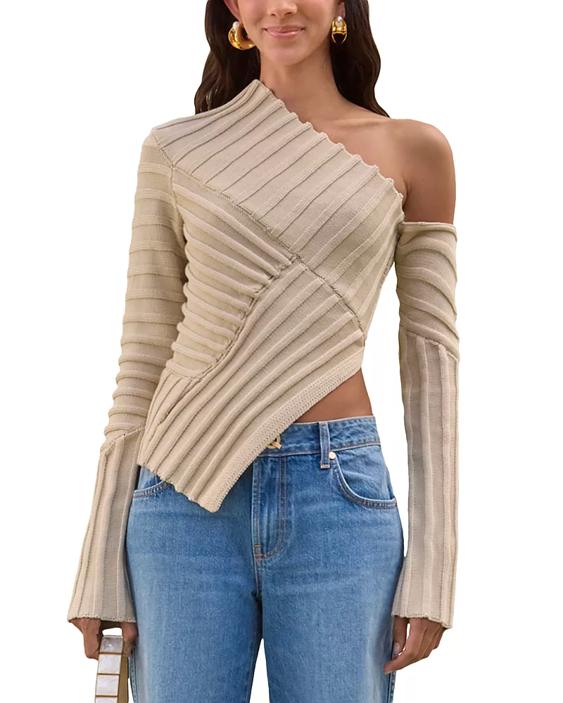 Cult Gaia Jaidan Asymmetric Knit Top