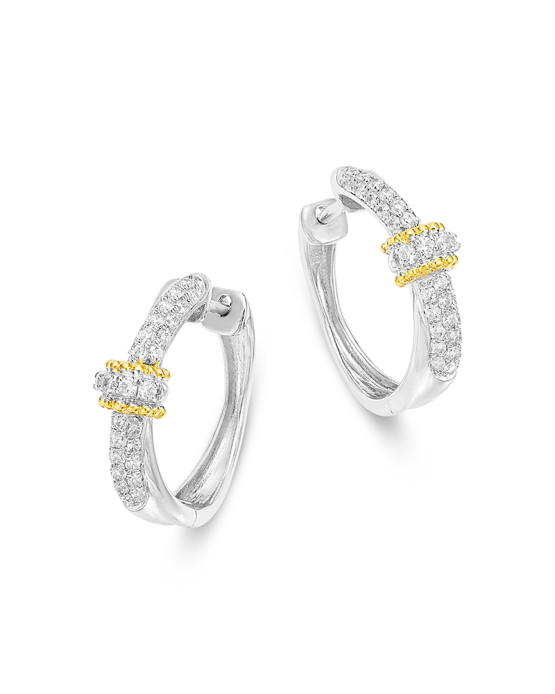 Bloomingdale's Fine Collection Diamond Huggie Hoop Earrings in 14K Yellow & White Gold, 0.50 tcw