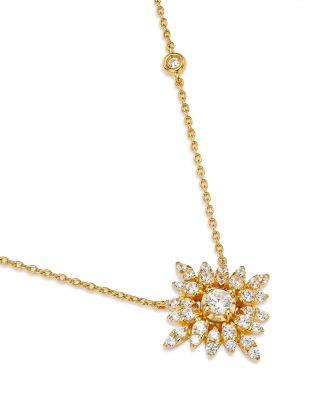 Diamond Starburst Pendant Necklace in 14K Yellow Gold, 0.50 tcw