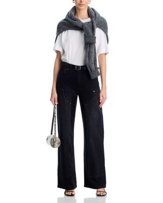 Getty High Rise Wide Leg Workwear Jeans in Onyx