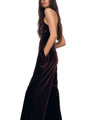 Petite Andria Strapless Velvet Jumpsuit