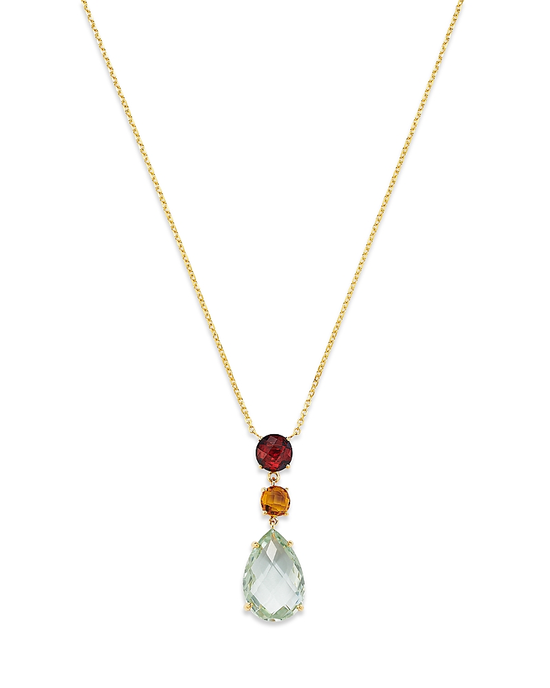 Bloomingdale's Fine Collection Prasiolite, Citrine & Garnet Pendant Necklace In 14k Yellow Gold, 16