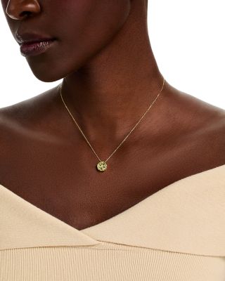 Peridot & Diamond Pendant Necklace in 14K Yellow Gold, 16"