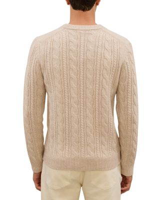 Saunders Long Sleeved Crewneck Cable Cashmere Blend Sweater  