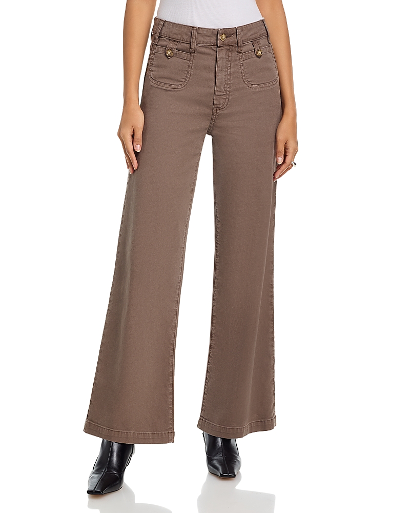 Paige Anessa High Rise Wide Leg Jeans In Vintage Mushroom Taupe In Brown