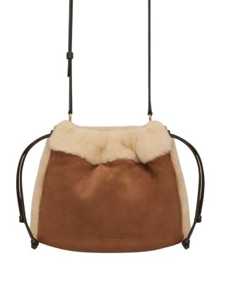 Charlotte Midi Suede & Shearling Shoulder Bag