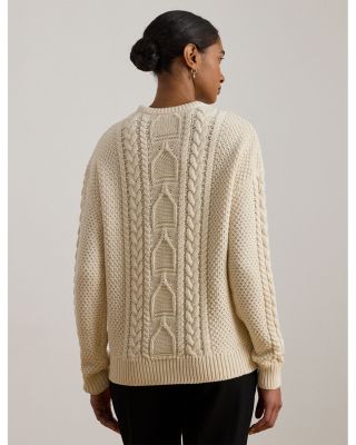 Cable Knit Cotton Crewneck Sweater