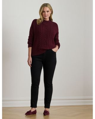 Cable Knit Cotton Crewneck Sweater