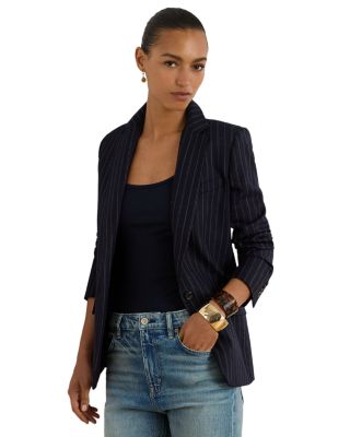 Striped Wool Blend Twill Blazer