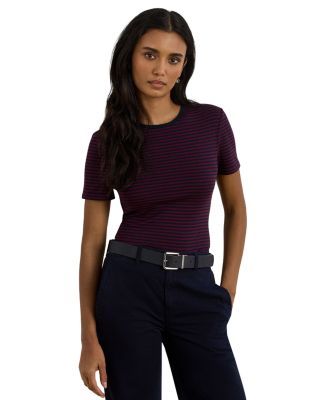 Striped Stretch Cotton Crewneck Tee