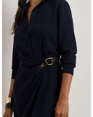 Buckle Trim Georgette Shirtdress