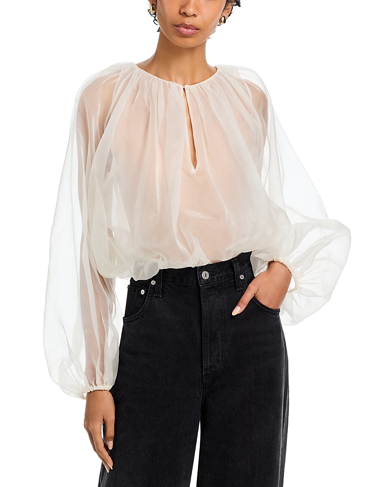 Frame The Sheer Silk Balloon Blouse
