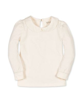 Organic Long Sleeve Knit Top with Woven Collar - Big Kid