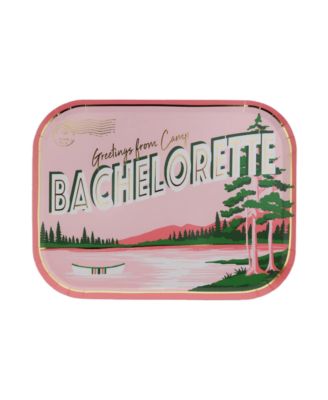 Jollity & Co. Camp Bachelorette Postcard Paper Dinner Plates, Set of 8