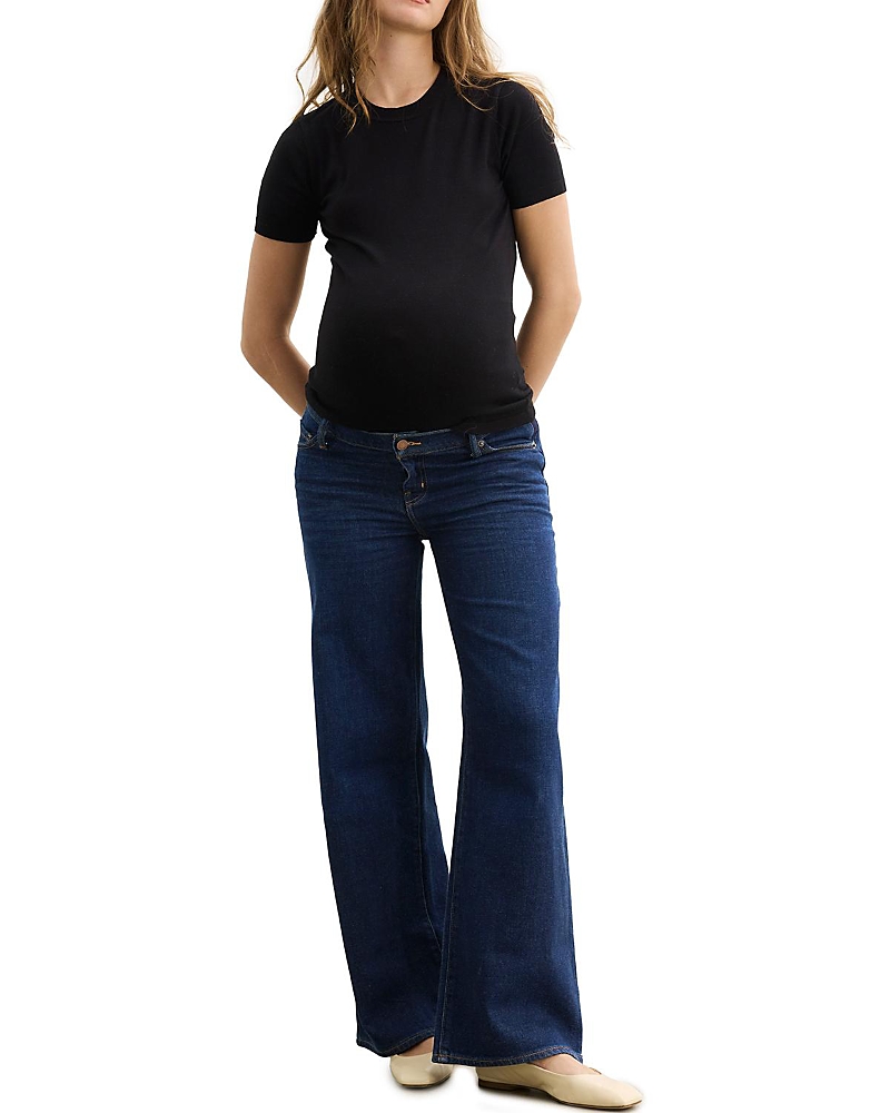 Hatch Collection Under the Bump Relaxed Wide Leg Maternity Jean in True Indigo