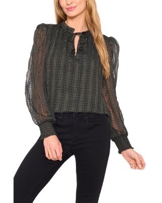 Smocked Cuff Ruffle Blouse