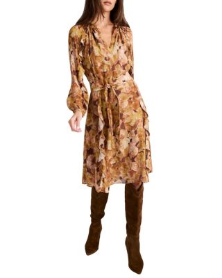 Jayda Long Sleeve Ruffle Dress in Floral Crepe