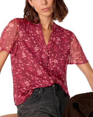 Ditsy Floral Split Neck Blouse