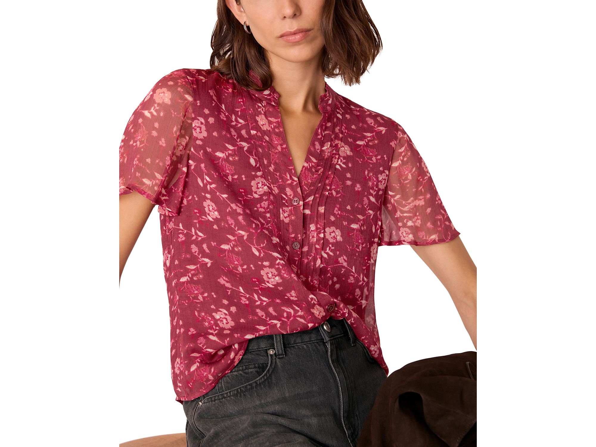 Ditsy Floral Split Neck Blouse — Image 5